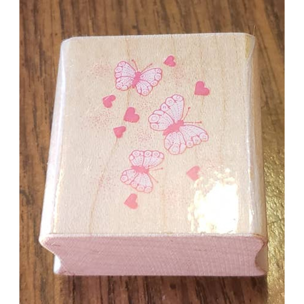 Hero Arts Hearts and Butterflies Wood Mounted Rubber Stamp B588